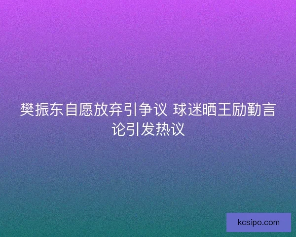 樊振东自愿放弃引争议 球迷晒王励勤言论引发热议